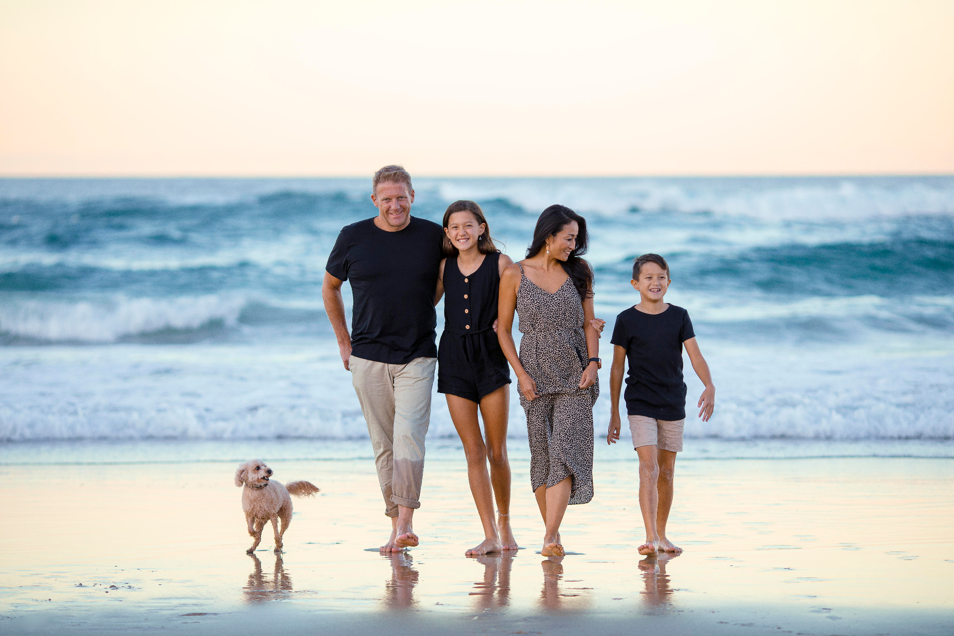 Família na praia